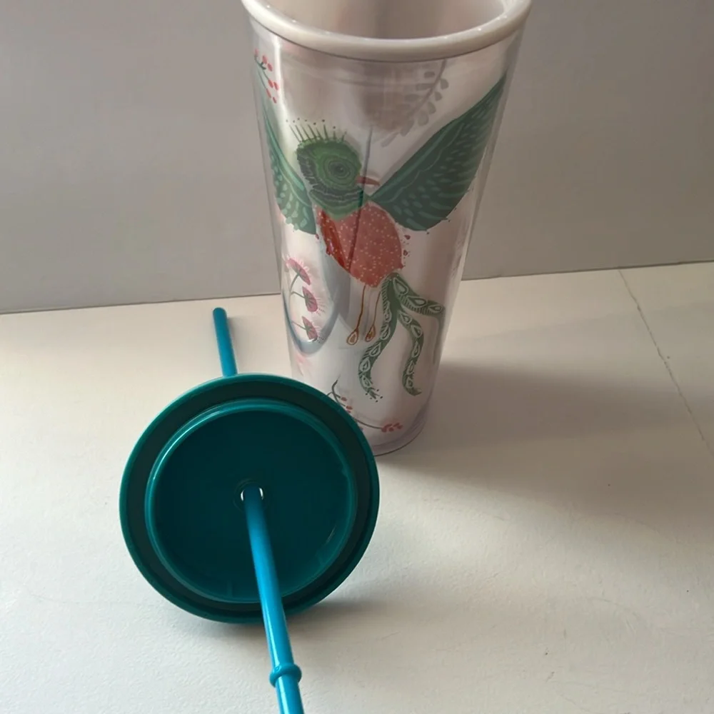 Starbucks 24oz Quetzal Bird‎ Flowers Teal Acrylic Tumbler New 2017